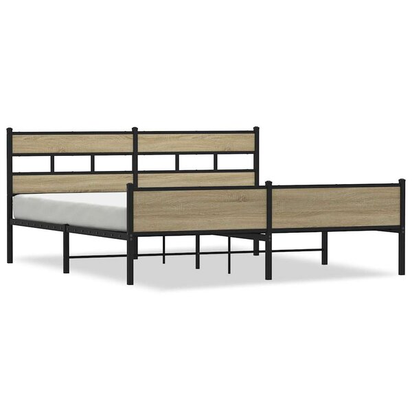 vidaXL Cadre de lit en métal sans matelas chêne sonoma 183x213 cm