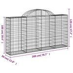 vidaXL Panier de gabions arqué 200x30x100/120 cm Fer galvanisé