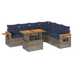 vidaXL Salon de jardin avec coussins 7 Pièces gris résine tressée acacia