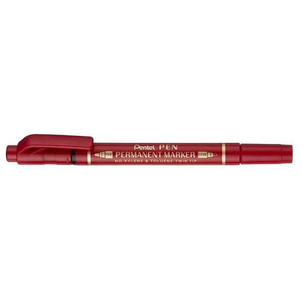 Marqueur permanent Pen  double pointe  rouge x 12 PENTEL