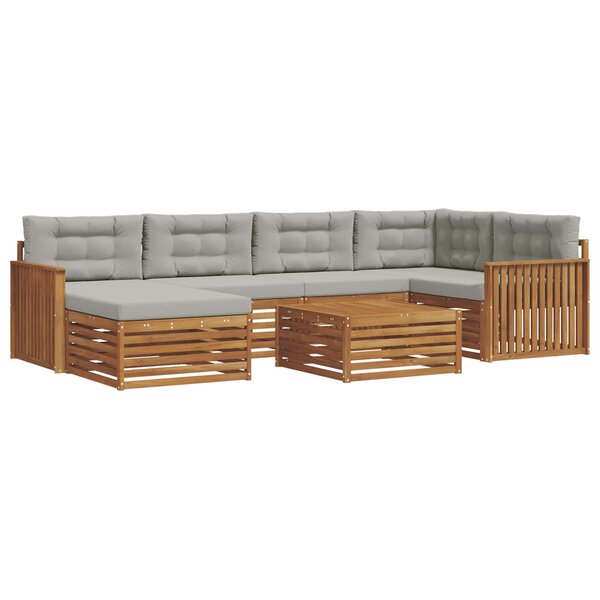 vidaXL Ensemble de canapés d'extérieur 7 pc Gris Naturel et Clair