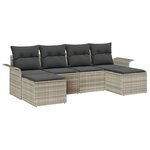 vidaXL Ensemble de canapé de jardin 6 Pièces Gris clair Poly rotin
