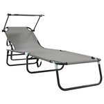 VidaXL chaises longues pliantes  2 Pièces  avec auvent  gris  en tissu Oxford 600D.
