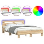 vidaXL Cadre de lit avec LED sans matelas chêne sonoma 120x200 cm