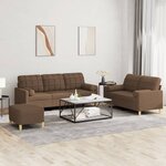 vidaXL Ensemble de canapés 3 Pièces avec coussins marron tissu