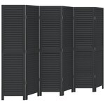 vidaXL Cloison de séparation 6 panneaux noir bois de paulownia massif