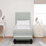 vidaXL Lit à ressorts avec matelas Gris clair 80 x 200 cm Velours