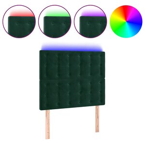 vidaXL Tête de lit à LED Vert foncé 100x5x118/128 cm Velours