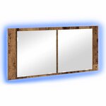 vidaXL Cabinet Miroir LED avec étagère Bois ancien 100 x 12 x 45 cm