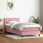 vidaXL Sommier à lattes de lit avec matelas et LED rose 90x210 cm velours