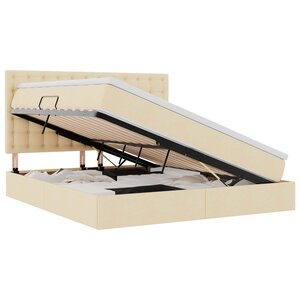 vidaXL Lit de rangement LED avec matelas Crème 180 x 200 cm Tissu