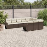 vidaXL Salon de jardin 10 Pièces avec coussins marron résine tressée