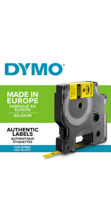 DYMO Rhino - Etiquettes Industrielles Gaine Thermorétractable 6mm x 1.5m - Noir sur Jaune