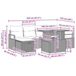 vidaXL Ensemble de canapé de jardin avec coussin 7 Pièces Noir Poly rotin