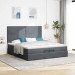 vidaXL Cadre de lit ottoman avec matelas gris foncé 200x200 cm velours