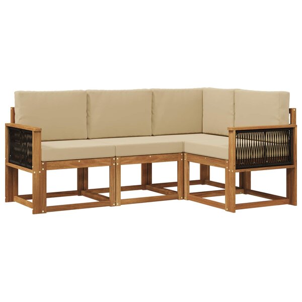 vidaXL Ensemble de canapés d'extérieur 4 pc Naturel et Beige Polyester