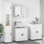 vidaXL Ensemble de mobilier de salle de bain 4 Pièces Blanc brillant