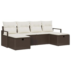 vidaXL Ensemble de canapé de jardin 6 Pièces Marron Poly rotin