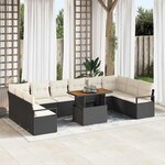 vidaXL Ensemble de canapé de jardin avec coussin 11 Pièces Noir  Crème