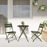 vidaXL Ensemble de Bistro Pliant 3 Pièces en Acier Vert Foncé de