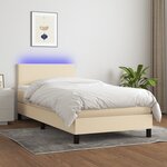 vidaXL Sommier à lattes de lit avec matelas LED Crème 90x190 cm Tissu