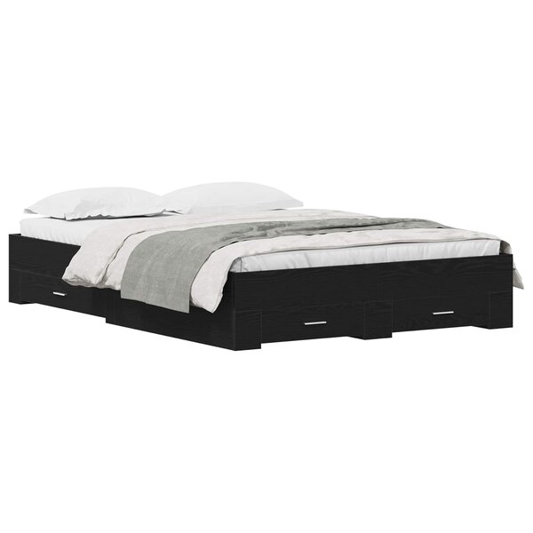 vidaXL Cadre de lit Chêne noir 140 x 200 cm Bois d'ingénierie