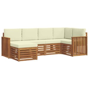 vidaXL Ensemble de canapé d'angle avec coussin 6 Pièces Naturel et Crème