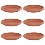 vidaXL Plateau à fleurs rond 6 pc Rouge brique Ø 14 x 2 cm Plastique