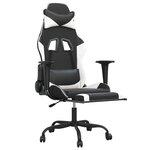 vidaXL Chaise de jeu de massage avec repose-pied Noir&Blanc Similicuir