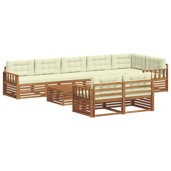 vidaXL Ensemble de canapés d'extérieur 9 pc Naturel et Crème