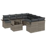 vidaXL Ensemble de Canapés de Jardin de 9 Pièces avec Coussins Gris Rotin Poly