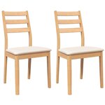 vidaXL Chaises à manger coussins 2 Pièces naturel bois massif caoutchouc