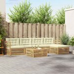 vidaXL Ensemble de canapés d'extérieur 6 Pièces Blanc et crème