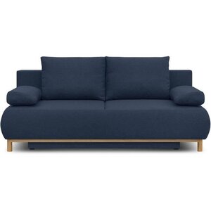 Banquette convertible 3 places MIKA - Tissu bleu foncé - Coffre de rangement - 192 x 84 x 93 cm