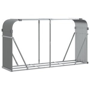vidaXL Porte-bûches gris clair 180x45x100 cm acier galvanisé