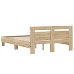 vidaXL Cadre de lit avec LED Sonoma 137 x 190 cm Bois d'ingénierie