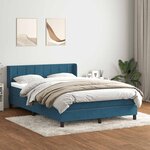 vidaXL Sommier à lattes de lit et matelas bleu foncé 140x210cm velours