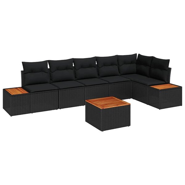 vidaXL Ensemble de canapé de jardin 7 Pièces Noir 319 x 154 x 85 cm