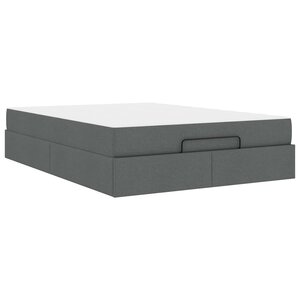 vidaXL Cadre de lit avec matelas avec matelas 2 Pièces Gris Foncé tissu