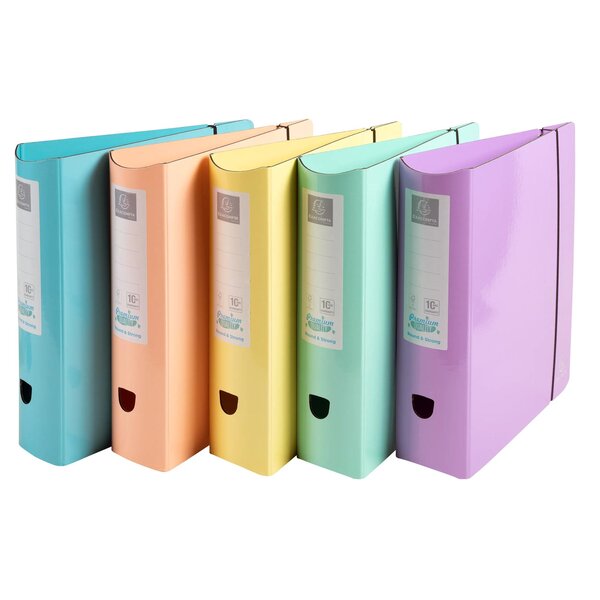 Classeur À Levier Aquarel Prem'touch - Dos Arrondi 80mm - A4 - Couleurs Assorties - Couleurs Assorties - X 6 - Exacompta