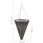 vidaXL Paniers suspendus à fleurs 2 Pièces Résine tressée Gris