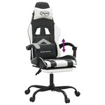 vidaXL Chaise de jeu avec repose-pied Noir et blanc Similicuir