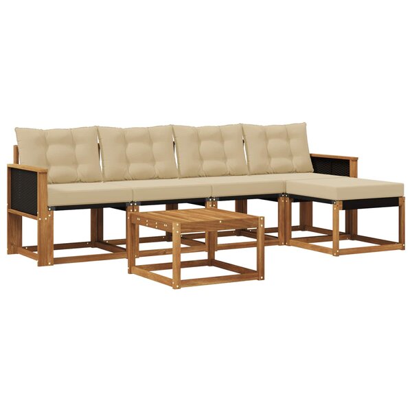 vidaXL Ensemble de canapés d'extérieur 6 pc Naturel et Beige