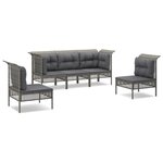 vidaXL Salon de jardin 5 Pièces avec coussins Gris Résine tressée