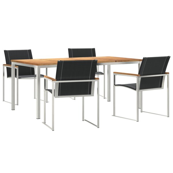 vidaXL Ensemble de salle à manger de jardin 5 pièces en acacia et acier inoxydable