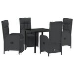vidaXL Ensemble de salle à manger pour jardin 5 Pièces Noir Poly rotin