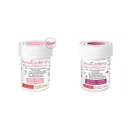 2 colorants alimentaires en poudre - pourpre-rose poudré