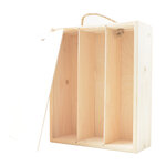 Boîte coffret bois 3 bouteilles couvercle coulissant 33.5 x 27.7 x 9.5 cm