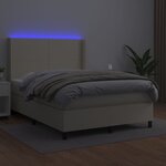 vidaXL Sommier à lattes de lit matelas LED Crème 140x190 cm Similicuir