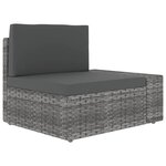 vidaXL Salon de jardin 9 Pièces avec coussins Gris Résine tressée